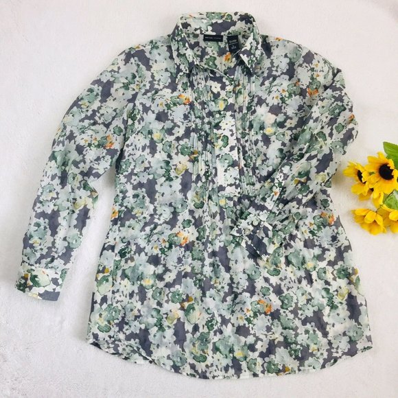 New York & Company Tops - New York & Company Women's Blouse Sz L Green/white